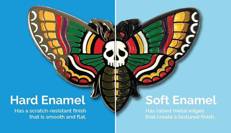 Hard enamel vs soft enamel side-by-side comparison